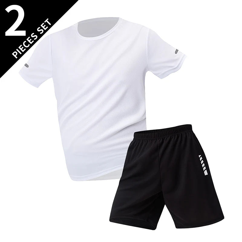 Conjunto deportivo de remera y short para hombre, secado rápido - talles grandes