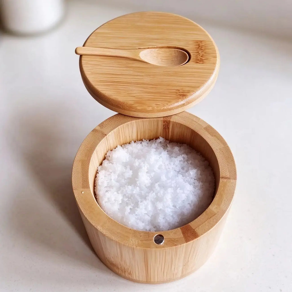 Frasco de Bambú para Especias con Cuchara Integrada y Tapa Giratoria