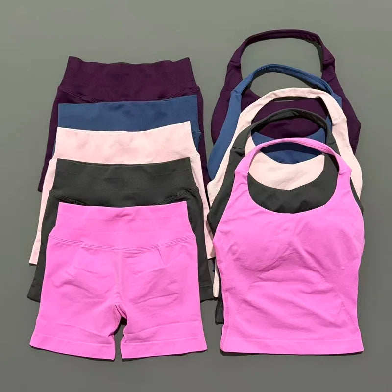 Conjunto Deportivo de 2 Piezas Top Halter y Short Modelador para Mujer