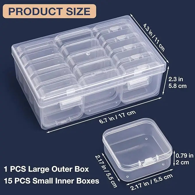 Caja Organizadora Transparente con Compartimentos para Bijouterie y Objetos Pequeños