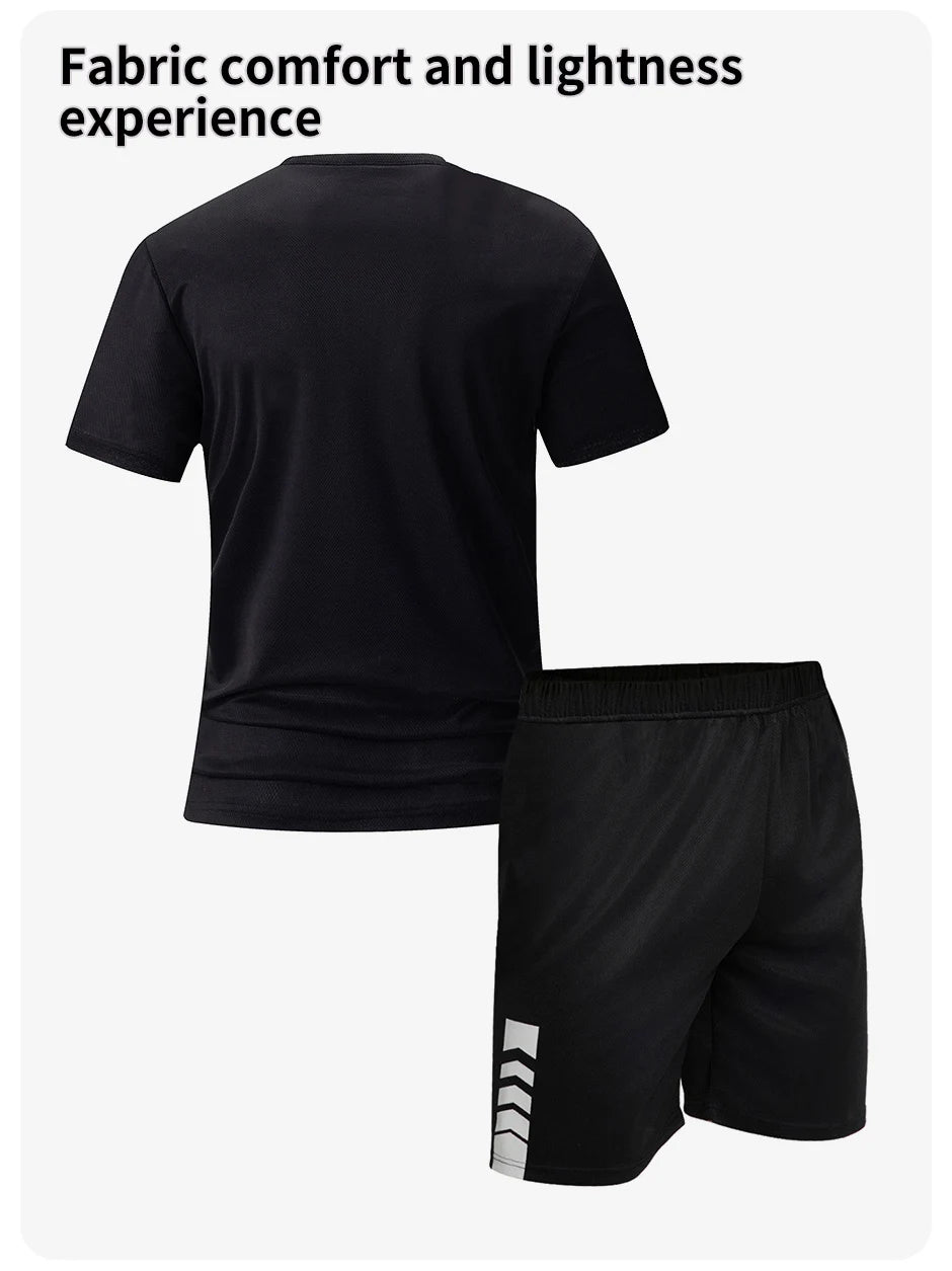 Conjunto deportivo de remera y short para hombre, secado rápido - talles grandes