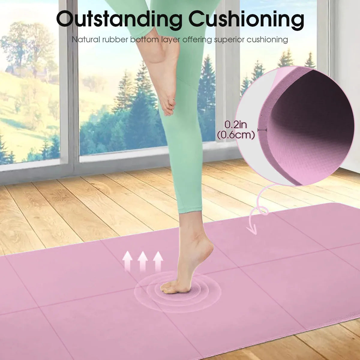 Mat de Yoga Plegable EVA Ecológico Rosa para Pilates y Fitness