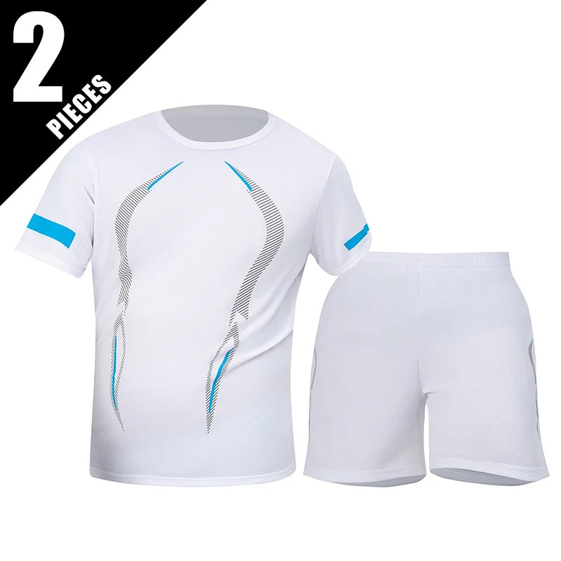 Conjunto deportivo de remera y short para hombre, secado rápido - talles grandes