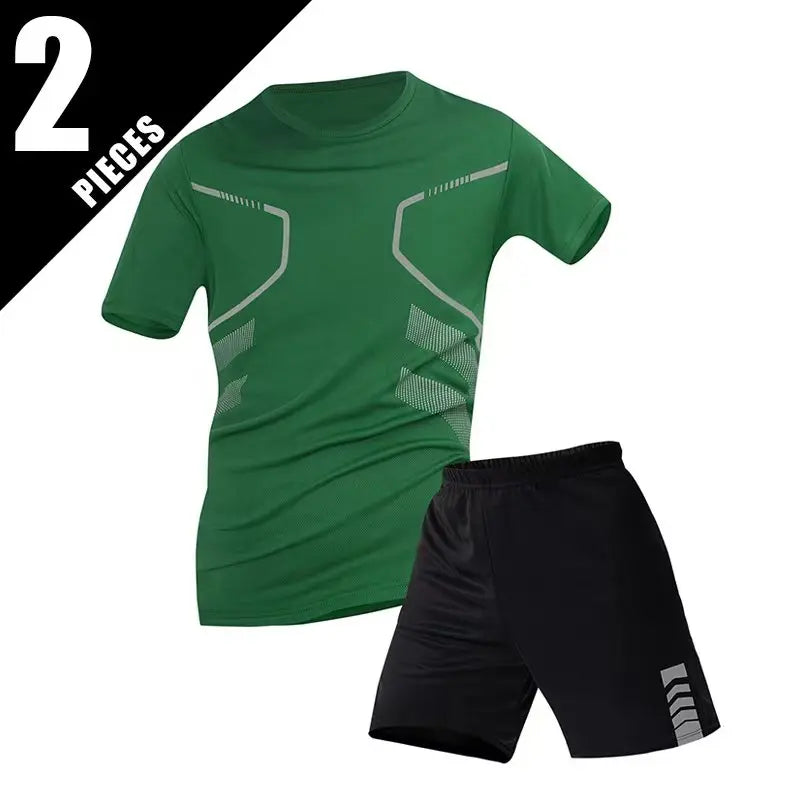 Conjunto deportivo de remera y short para hombre, secado rápido - talles grandes