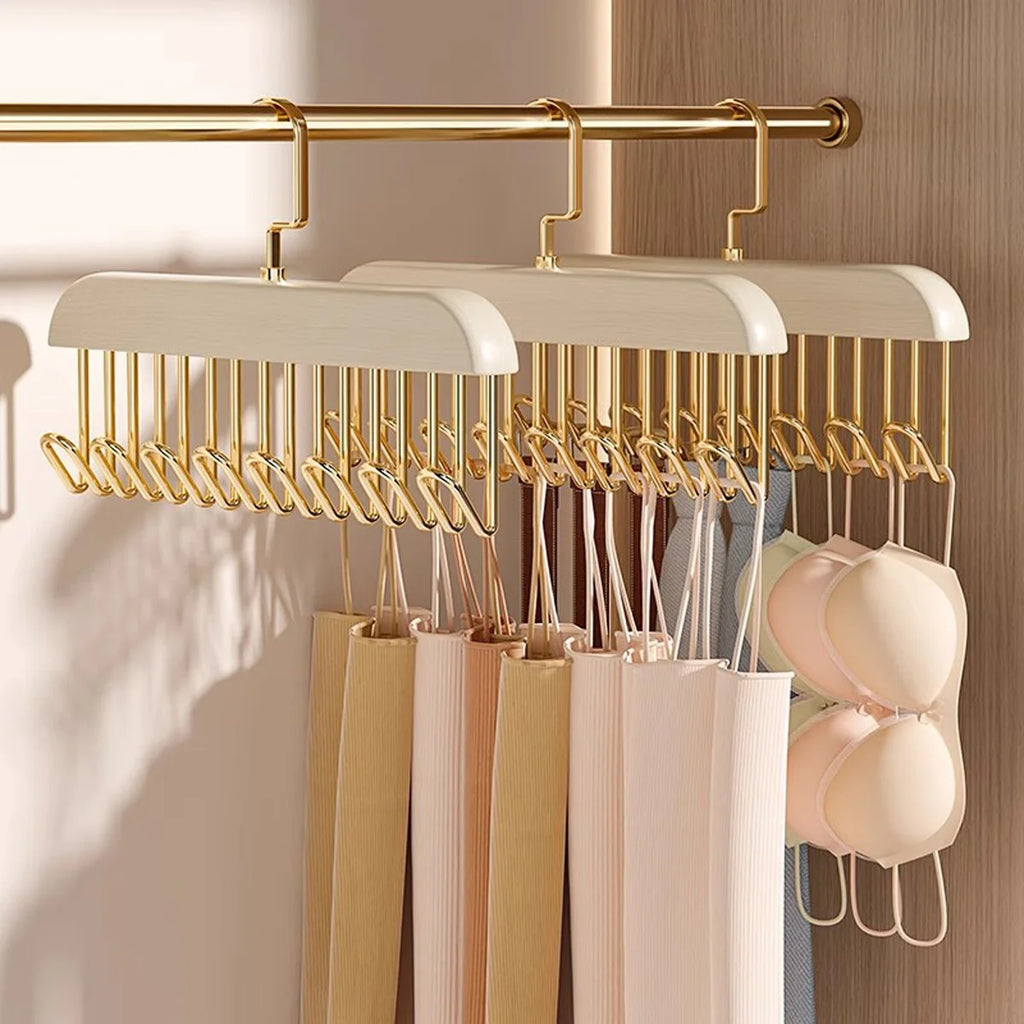 Percha de Madera Multifuncional con 8 Ganchos para Corpiños y Accesorios