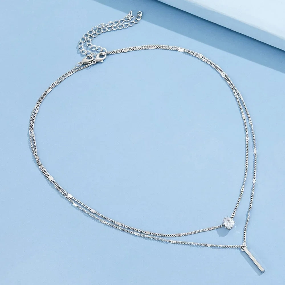 Collar Choker Multicapa con Dije de Circonia para Mujer
