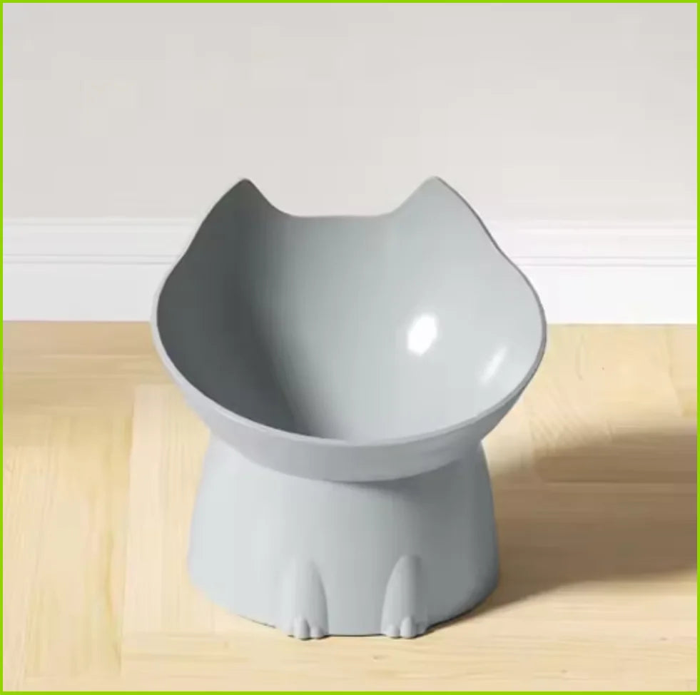 Comedero elevado de plástico con orejas para gatos y perros