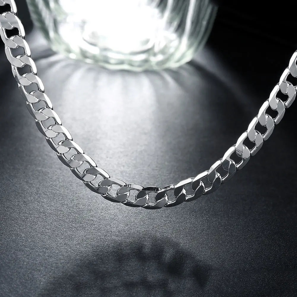 Collar de Cadena Plana 6mm en Plata de Ley 925, Unisex