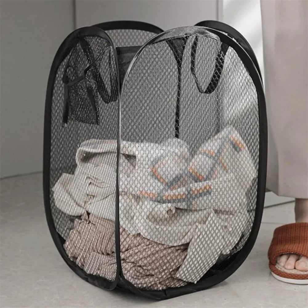 Canasto Plegable para Ropa Sucia con Funda de Malla