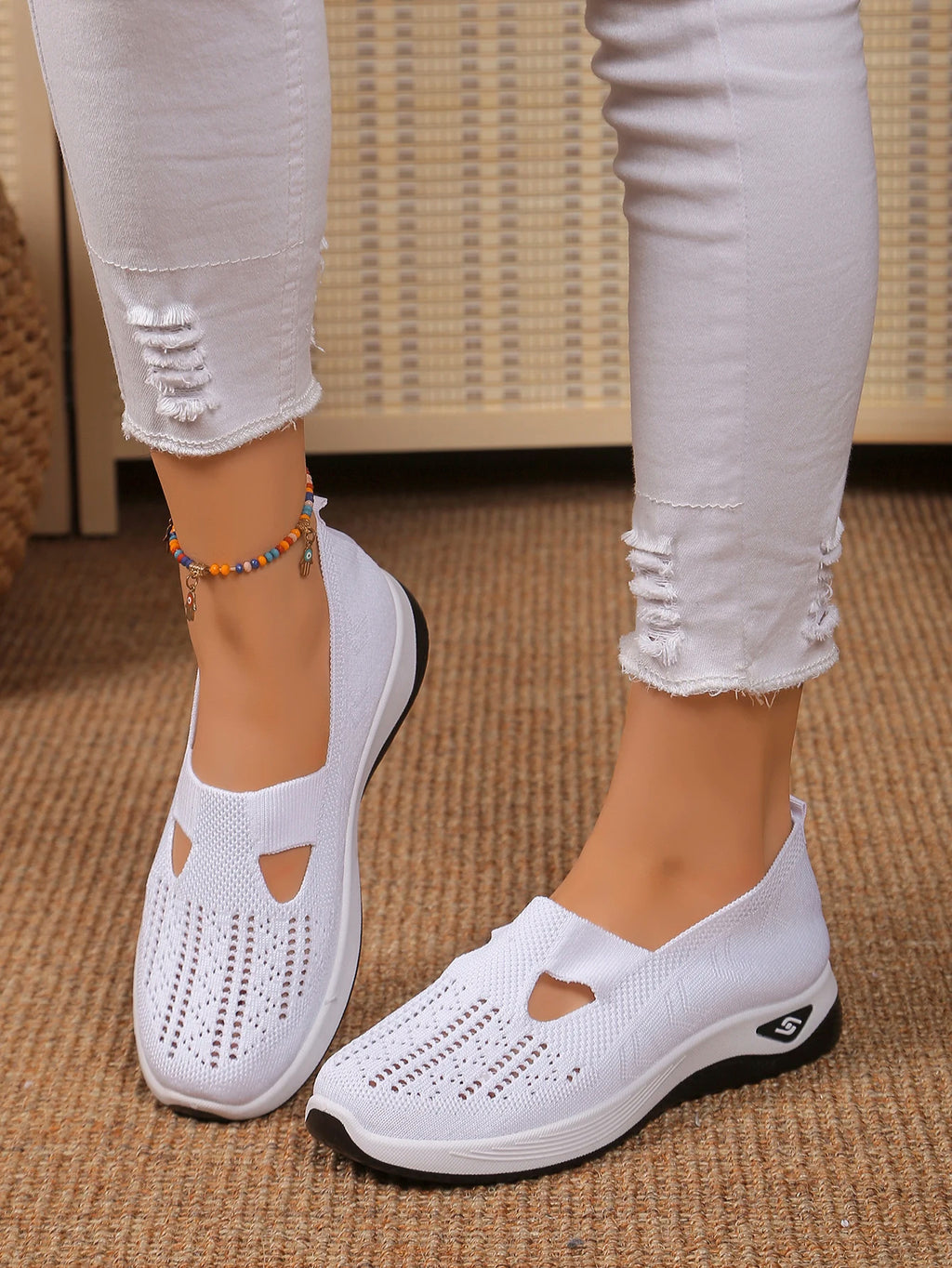 Zapatillas de mujer tejidas, livianas y transpirables