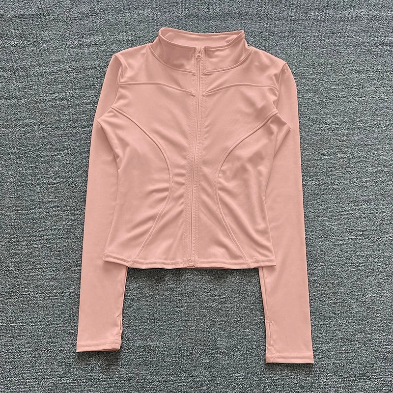 Campera deportiva de mujer para entrenamiento, manga larga con cierre