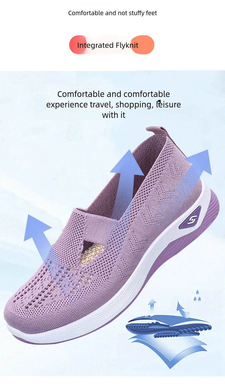 Zapatillas de mujer tejidas, livianas y transpirables