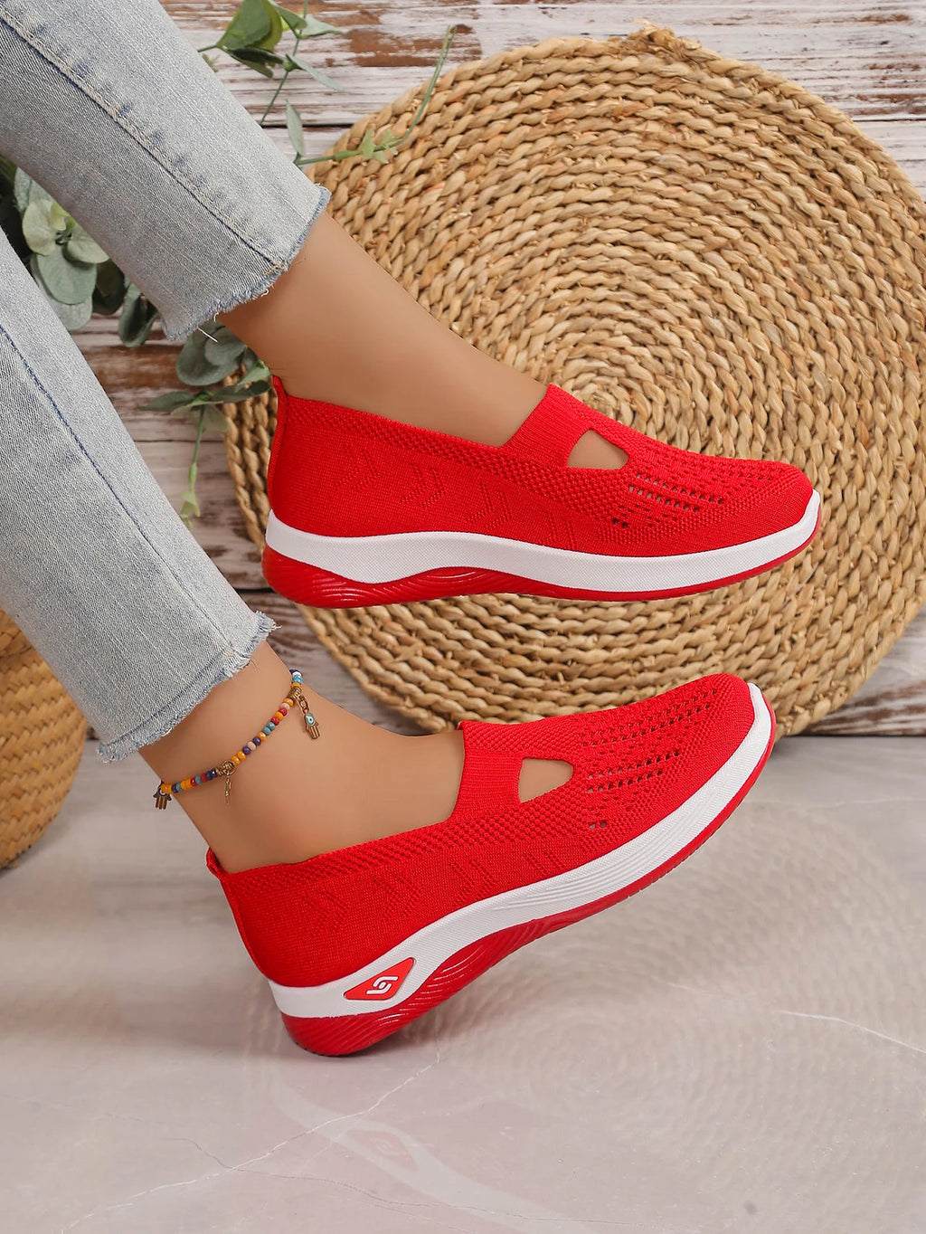 Zapatillas de mujer tejidas, livianas y transpirables