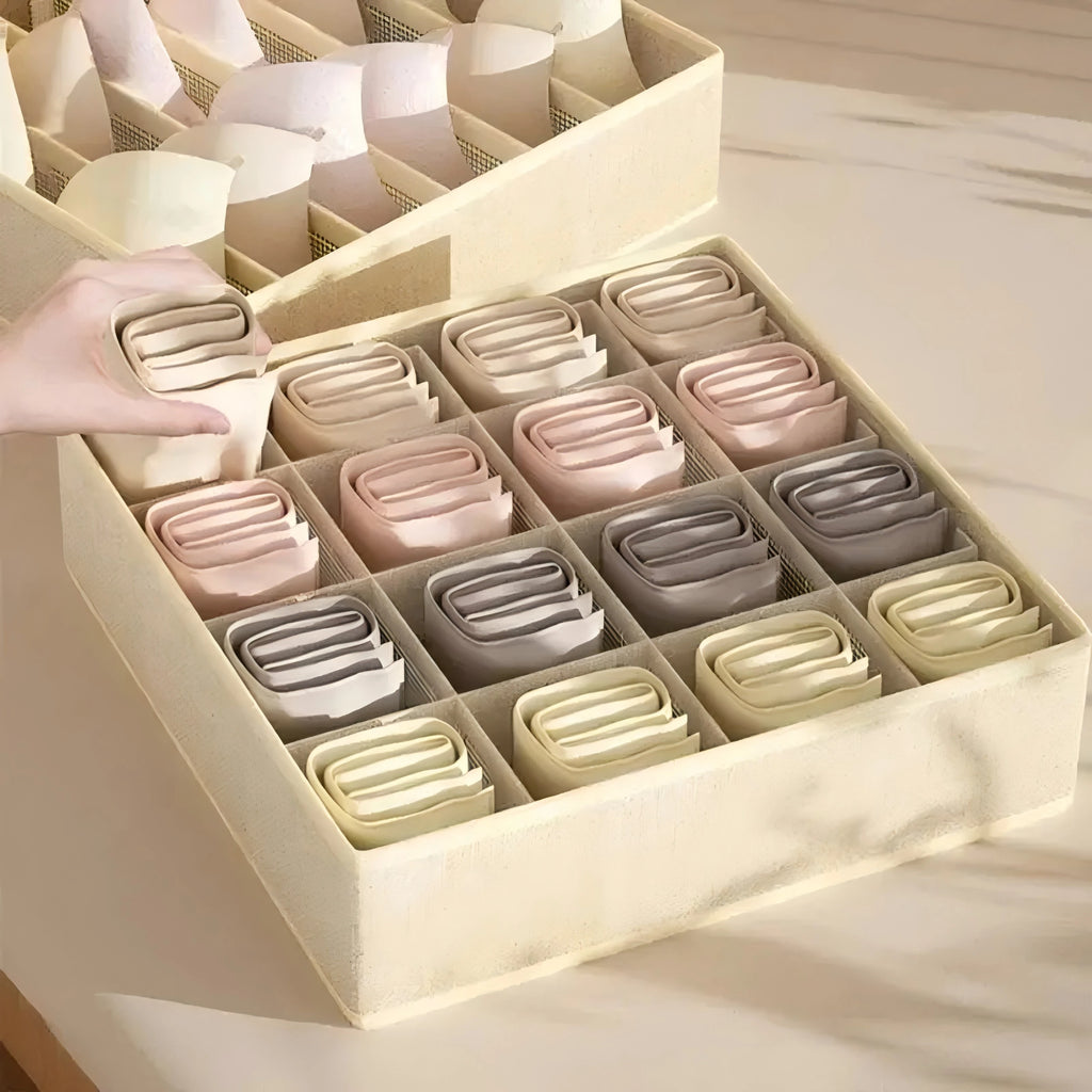 Organizador de Cajones Plegable para Ropa Interior, Corpiños y Medias
