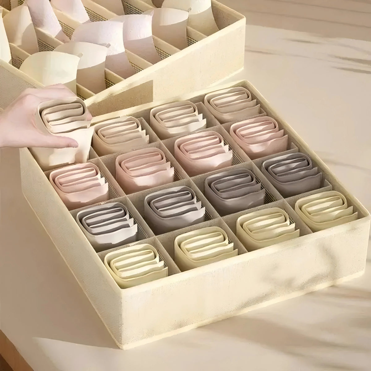 Organizador de Cajones Plegable para Ropa Interior, Corpiños y Medias
