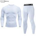 Conjunto deportivo de compresión para hombre, remera y calza elastizada