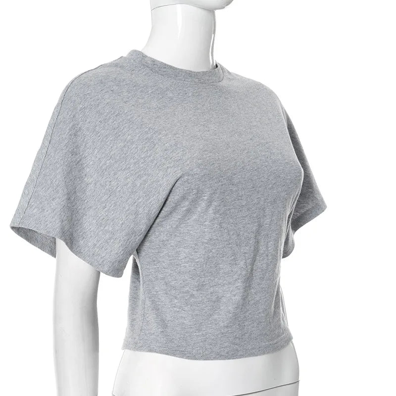 Remera Cropped Corset Cuello Redondo Mujer