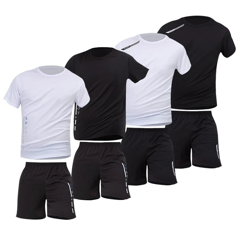 Conjunto deportivo de remera y short para hombre, secado rápido - talles grandes