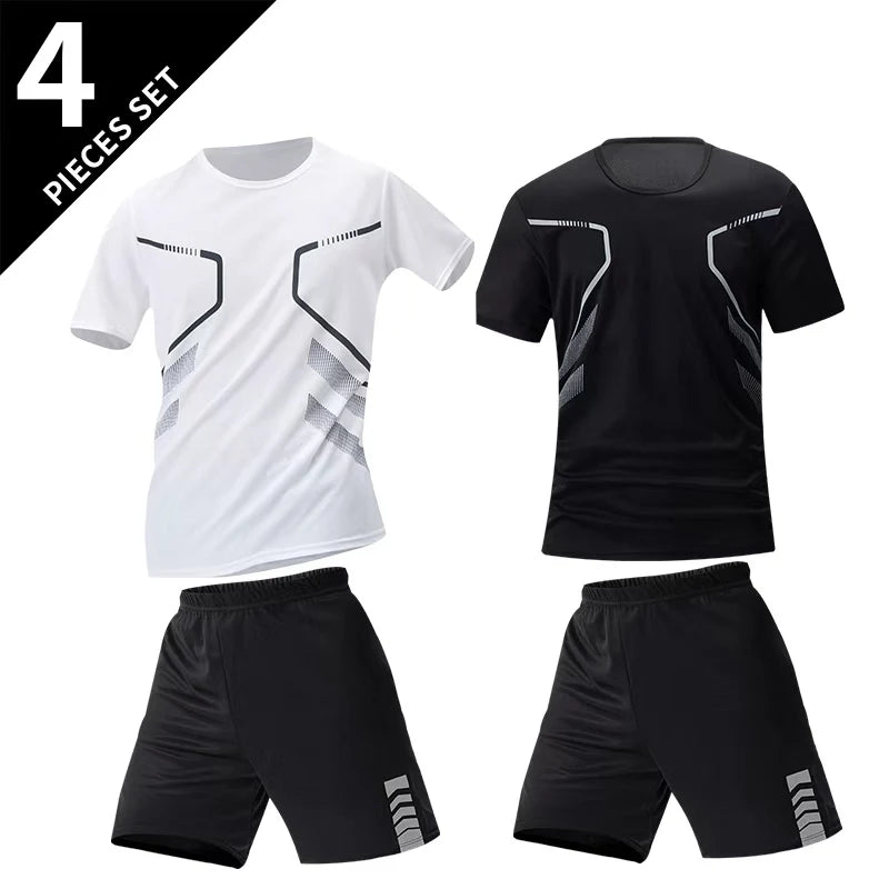 Conjunto deportivo de remera y short para hombre, secado rápido - talles grandes