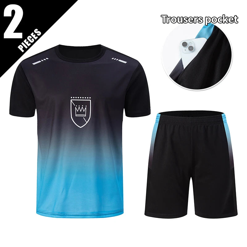 Conjunto deportivo de remera y short para hombre, secado rápido - talles grandes