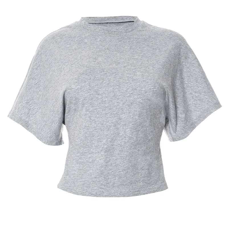 Remera Cropped Corset Cuello Redondo Mujer