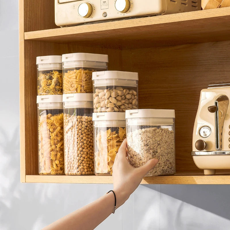 Frasco Hermético de Plástico Transparente para Pasta y Granos