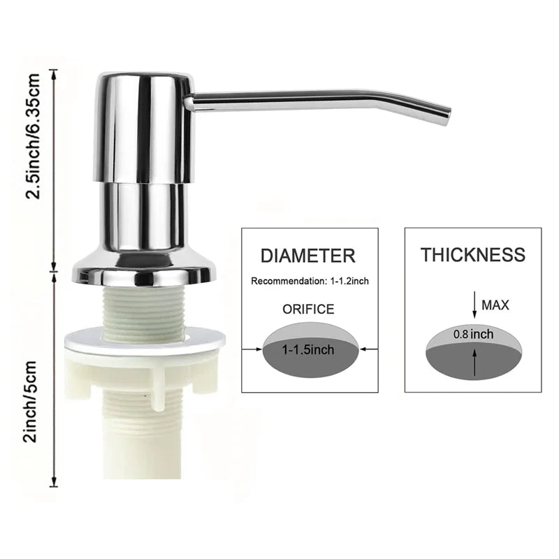 Dispenser de Jabón Líquido para Pileta de Cocina con Kit de Extensión