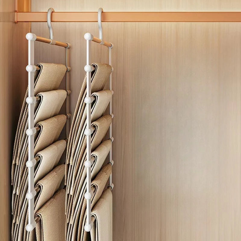 Percha Plegable Multicapa para Pantalones con Clips Antideslizantes
