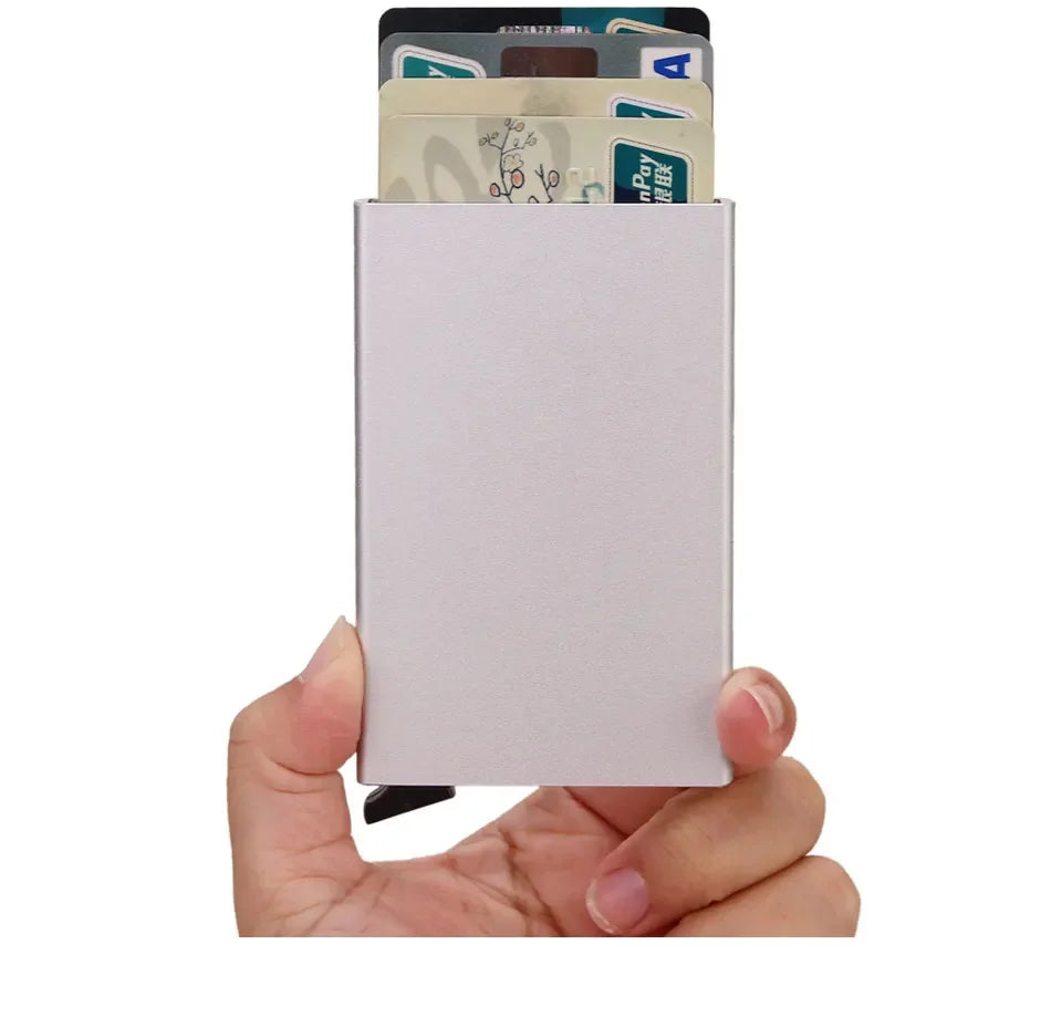 Tarjetero RFID de Metal Ultra Fino con Apertura Pop Up