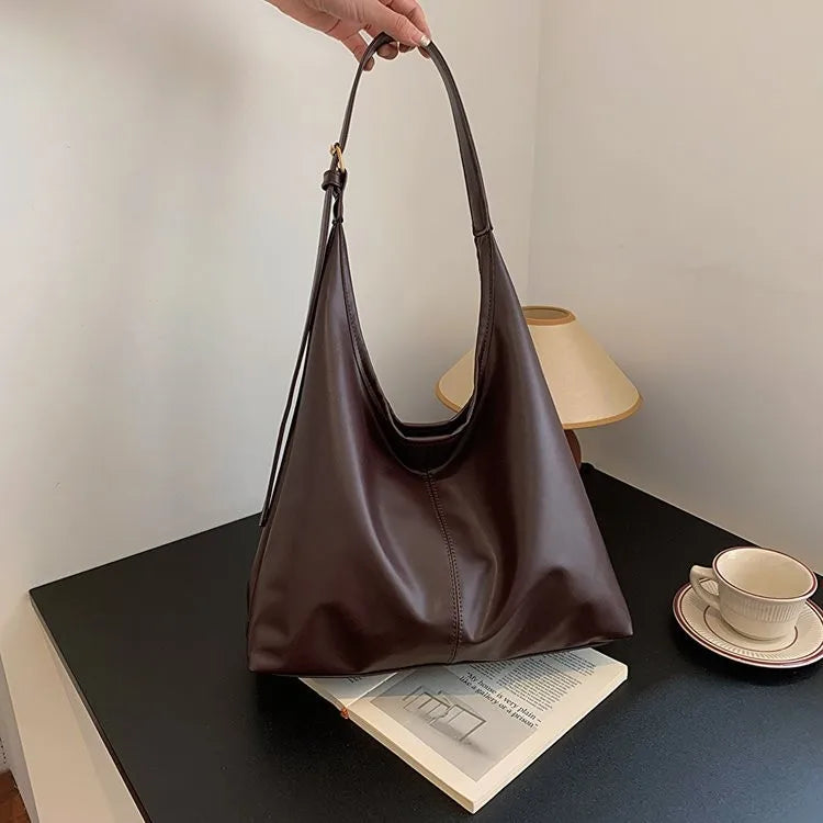 Cartera Tote Grande Estilo Retro con Bolsillo Interior
