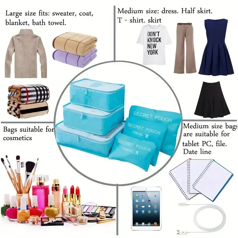 Set de 6 Organizadores de Valija para Ropa y Calzado