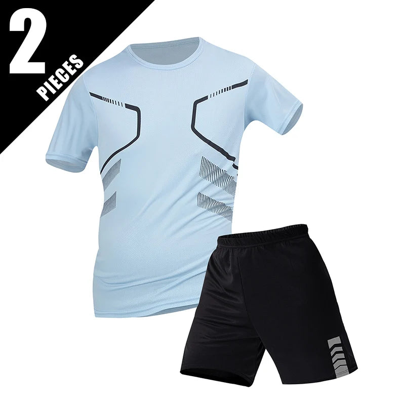 Conjunto deportivo de remera y short para hombre, secado rápido - talles grandes