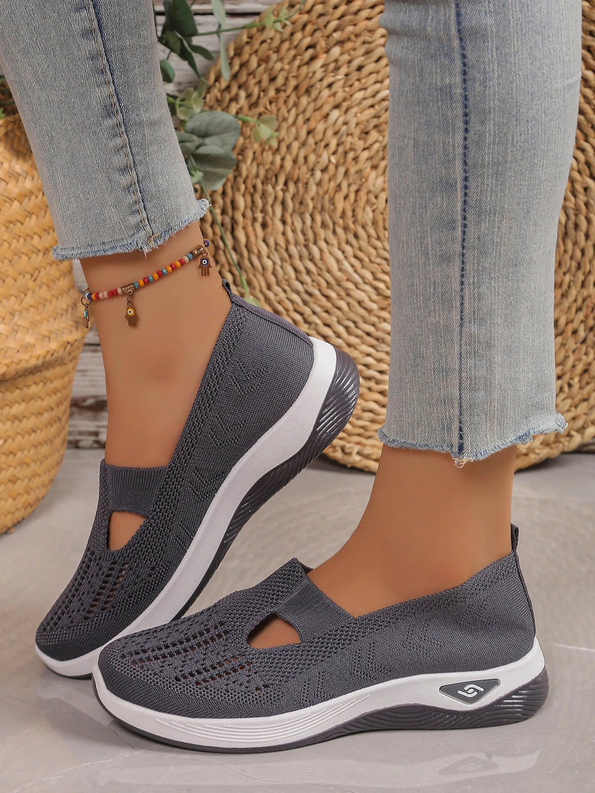 Zapatillas de mujer tejidas, livianas y transpirables