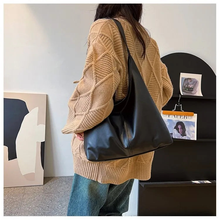 Cartera Tote Grande Estilo Retro con Bolsillo Interior