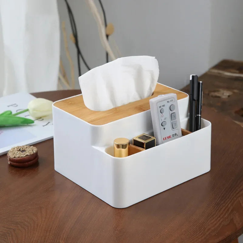 Organizador de Escritorio con Compartimentos para Control Remoto y Cosméticos