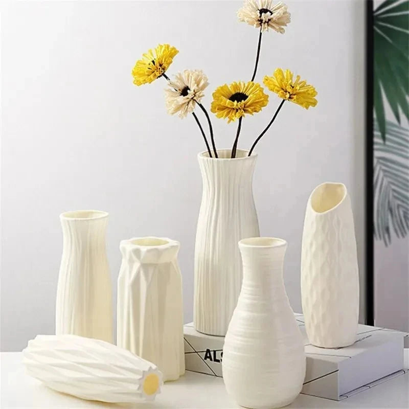 Florero de Plástico Nórdico Compacto para Flores y Decoración