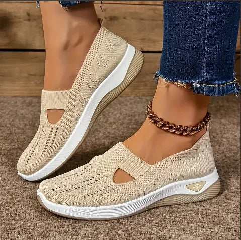 Zapatillas de mujer tejidas, livianas y transpirables