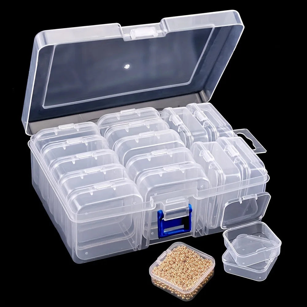 Caja Organizadora Transparente con Compartimentos para Bijouterie y Objetos Pequeños