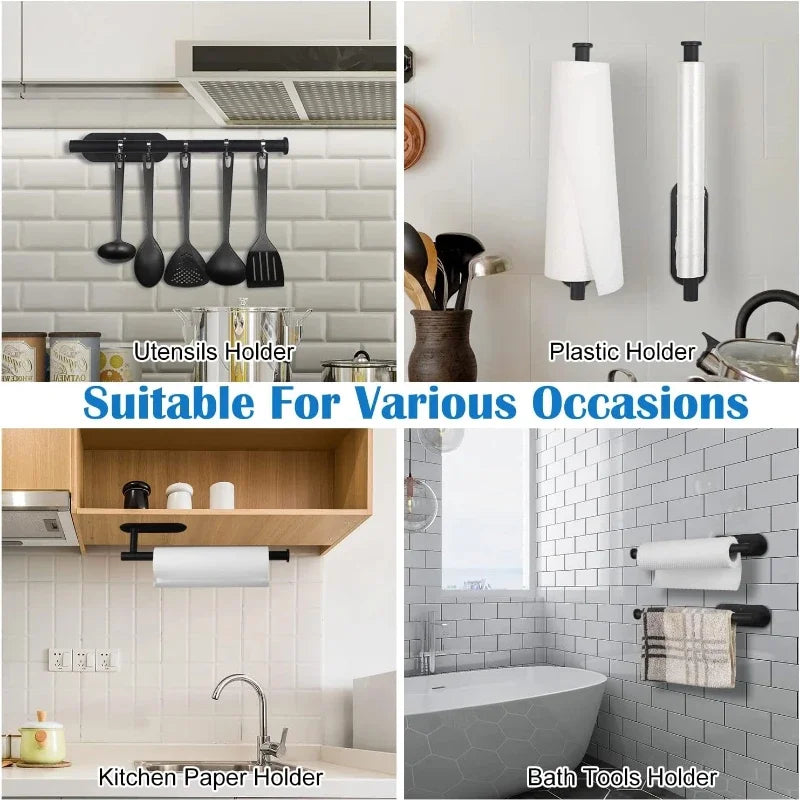 Portarrollos de Pared Autoadhesivo de Acero Inoxidable para Cocina y Baño