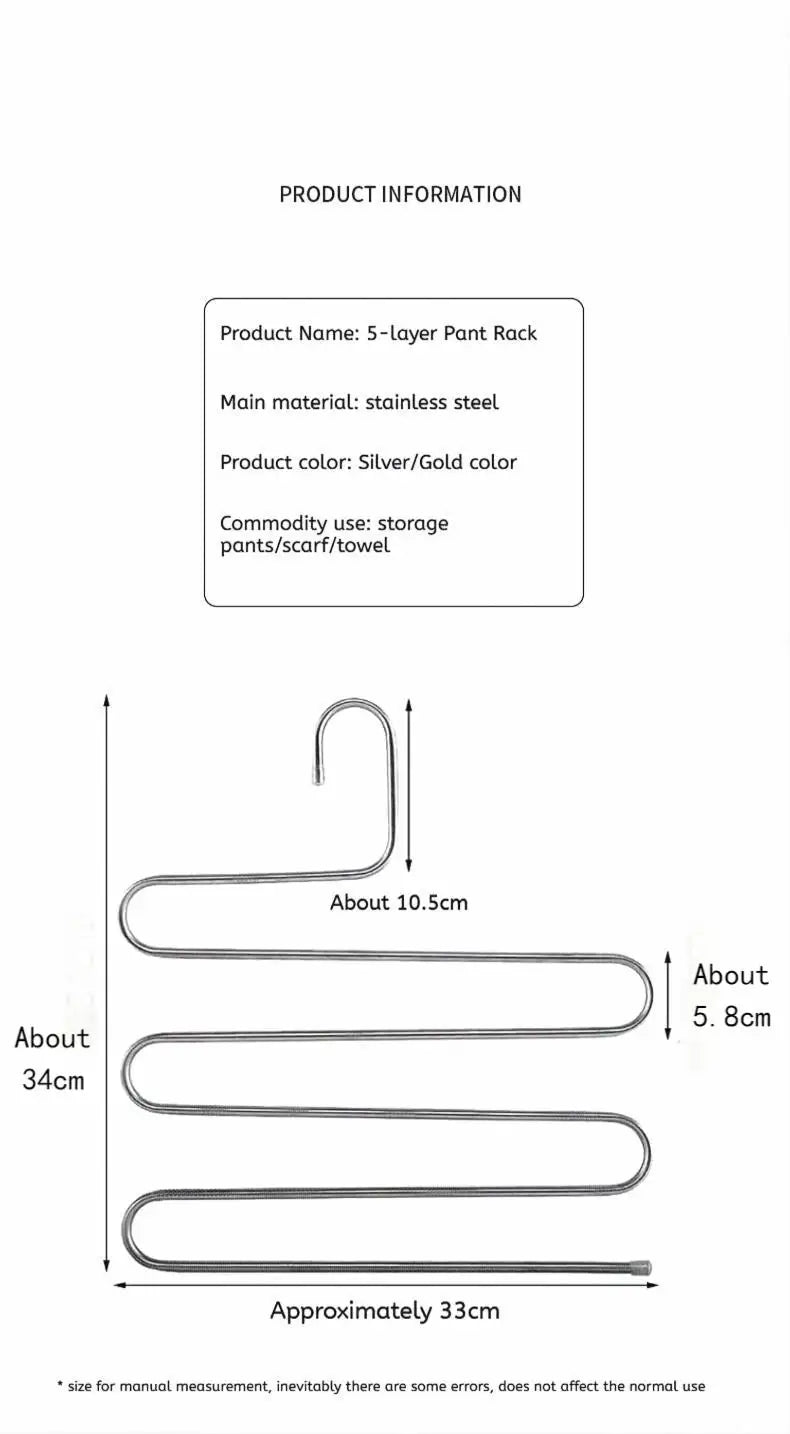 Perchero Plegable de 5 Niveles en Acero Inoxidable para Pantalones y Ropa