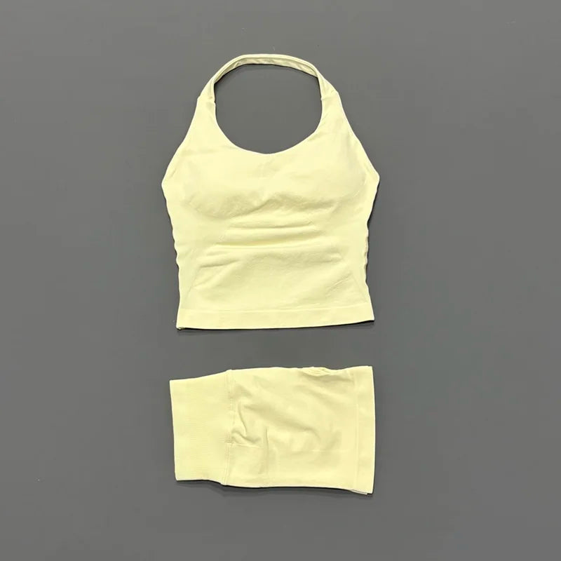 Conjunto Deportivo de 2 Piezas Top Halter y Short Modelador para Mujer