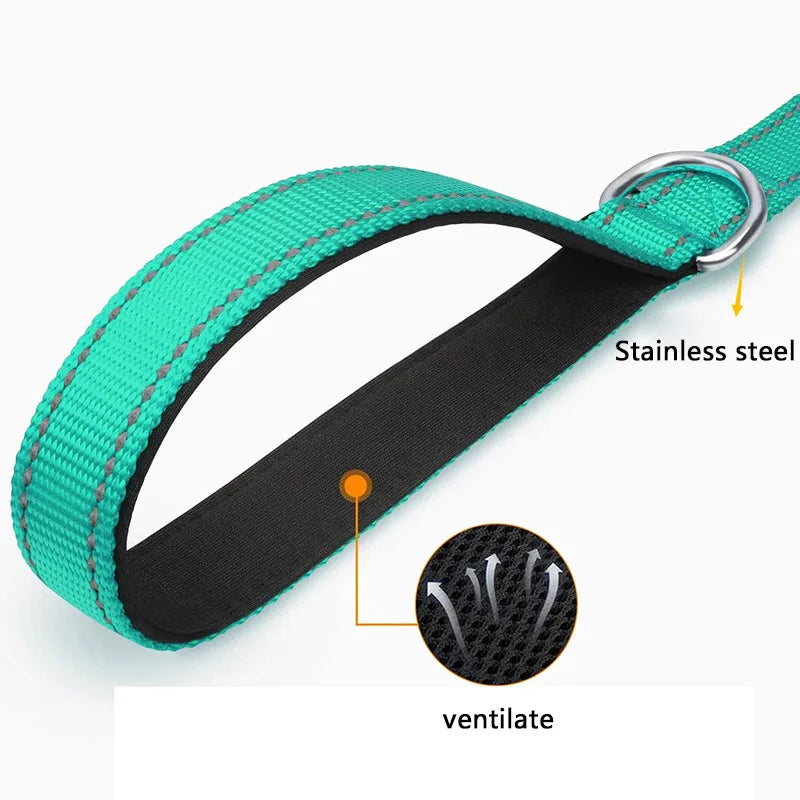 Correa para Perro Reflectante con Cinta de Seguridad para Paseo y Entrenamiento
