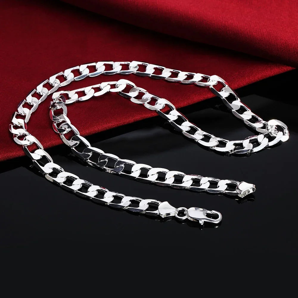 Collar de Cadena Plana 6mm en Plata de Ley 925, Unisex