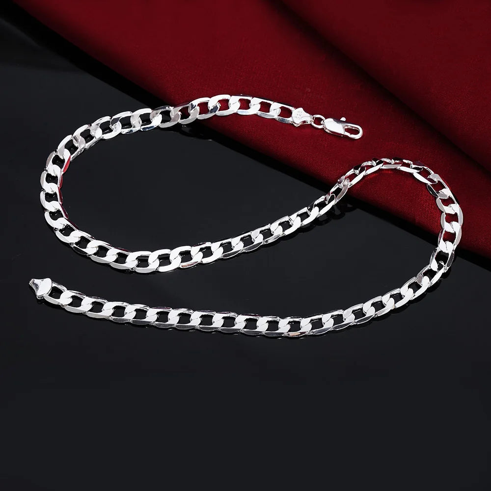 Collar de Cadena Plana 6mm en Plata de Ley 925, Unisex