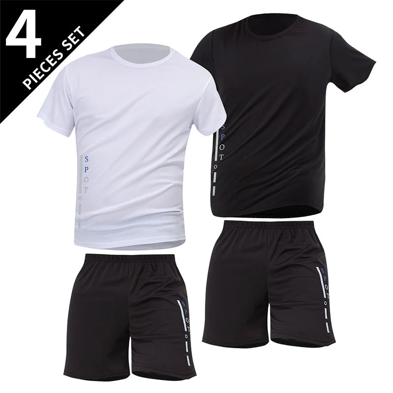 Conjunto deportivo de remera y short para hombre, secado rápido - talles grandes