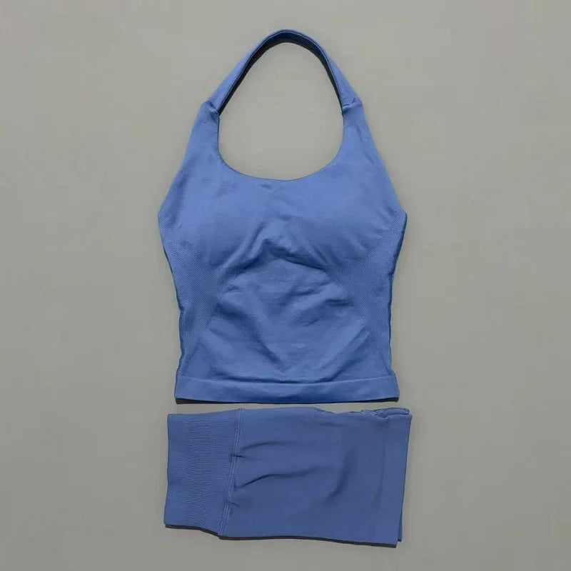 Conjunto Deportivo de 2 Piezas Top Halter y Short Modelador para Mujer