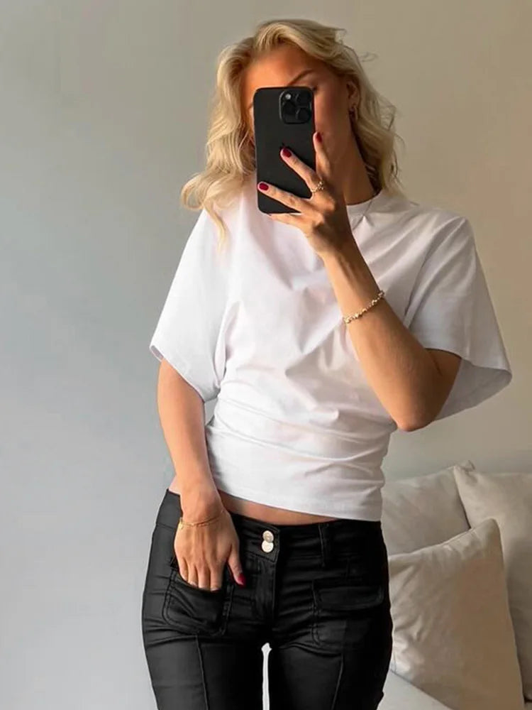 Remera Cropped Corset Cuello Redondo Mujer