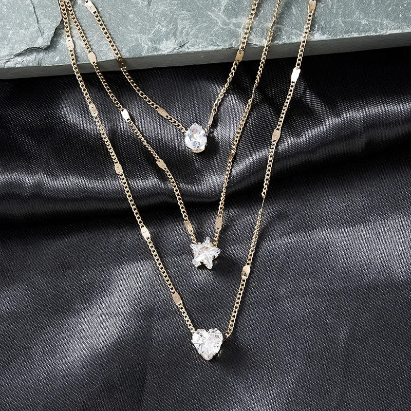 Collar Choker Multicapa con Dije de Circonia para Mujer