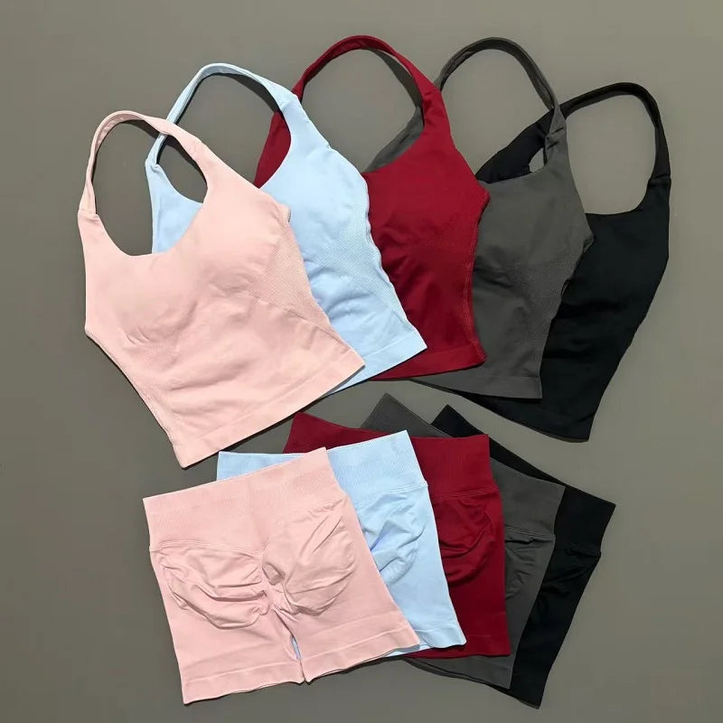 Conjunto Deportivo de 2 Piezas Top Halter y Short Modelador para Mujer