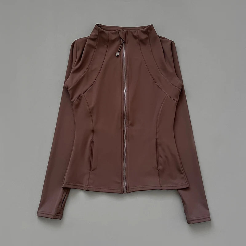 Campera Deportiva Mujer Cuello Alto Slim Fit Secado Rápido Manga Larga